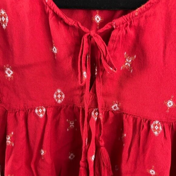 Ariat Red Western Boho Lightweight Bohemian Shirt Blouse Sz Medium - Picture 4 of 16